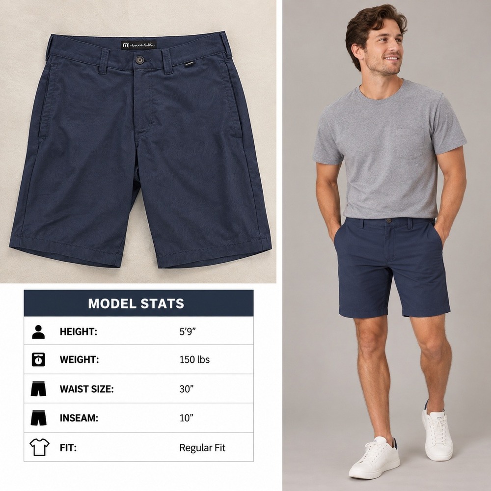 TravisMathew Beck Shorts Mens 30 Navy Blue Micro Stripe Performance Golf Casual